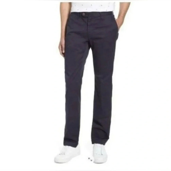 Ted Baker Mens Slim Fit Plain Chino Pants, Navy size 32R, NWT - Picture 1 of 10